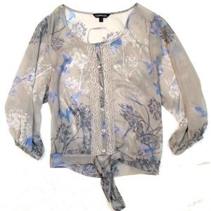 <3  EXPRESS Women's Size M Blouse Sheer Butterfly